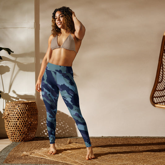 Yoga Leggings - Camo Blues