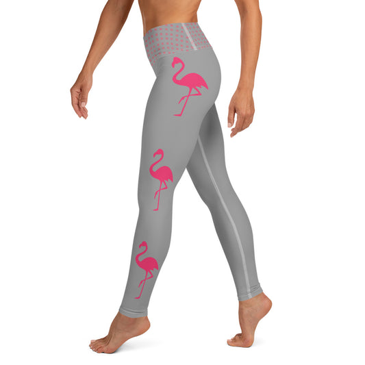 Yoga Leggings - Grey Flamingo