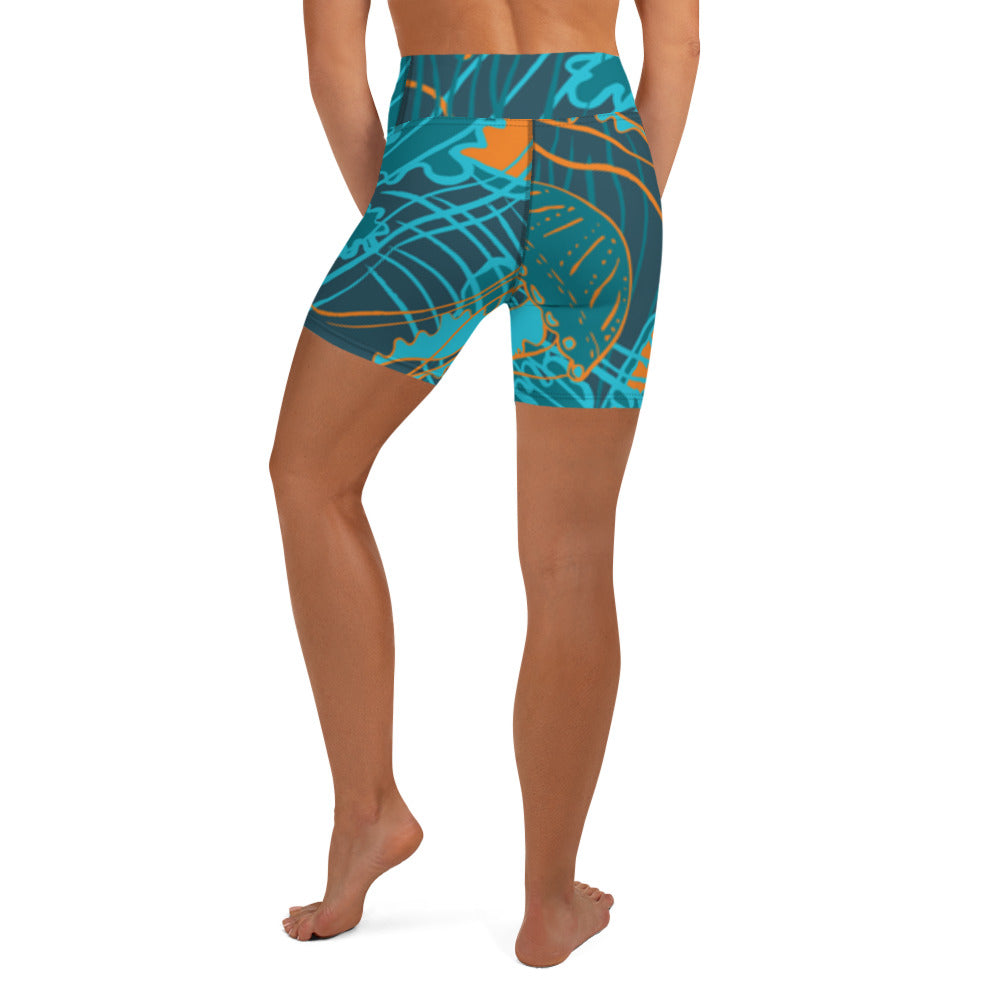 Yoga Shorts - Aqua Blues