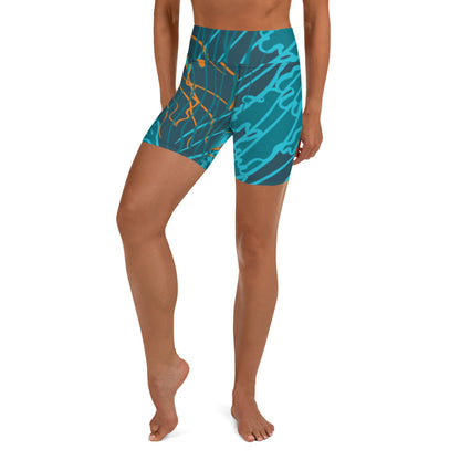 Yoga Shorts - Aqua Blues