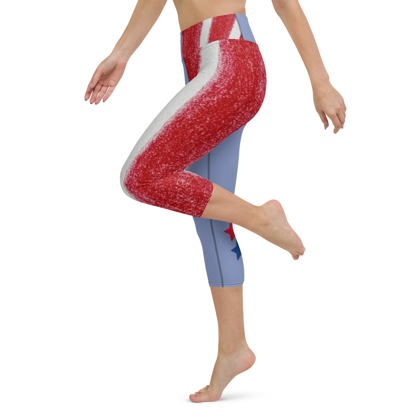 Yoga Capri Leggings - Red White & Blue