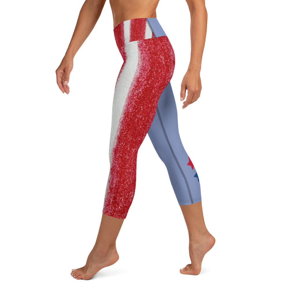 Yoga Capri Leggings - Red White & Blue