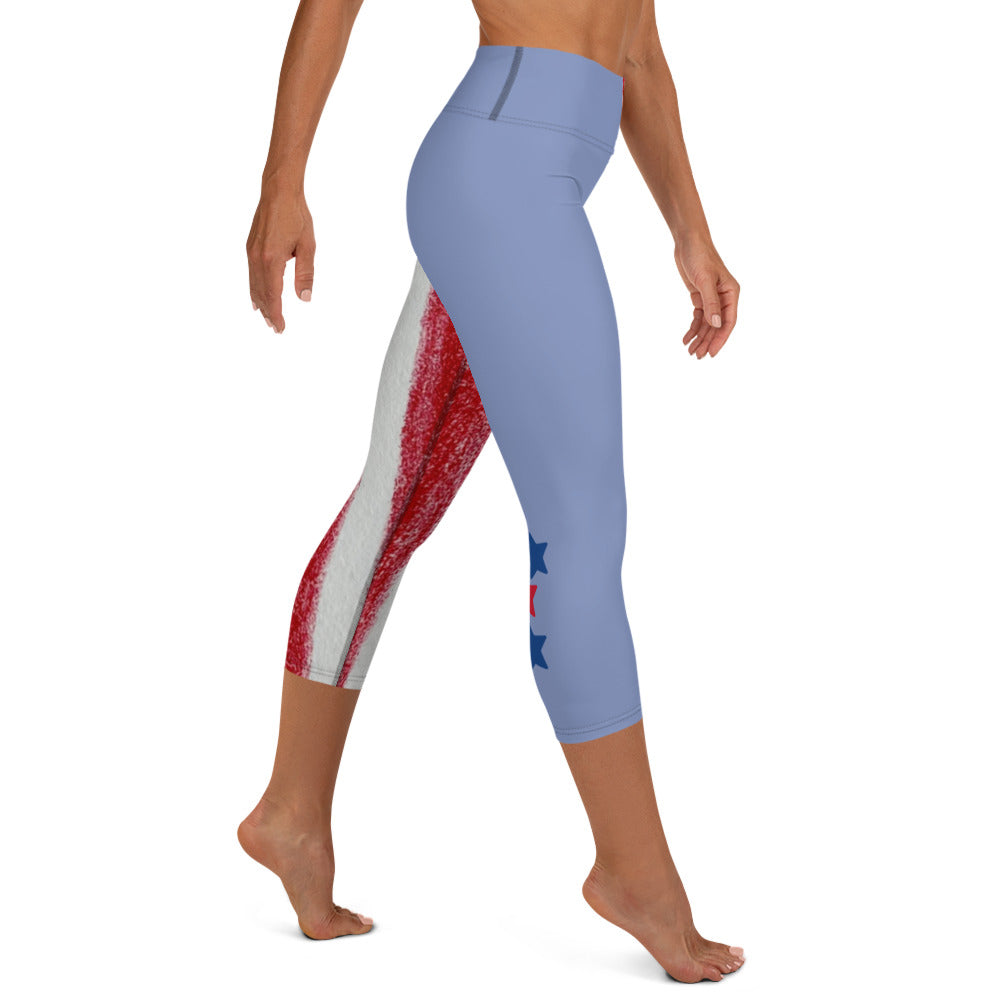 Yoga Capri Leggings - Red White & Blue