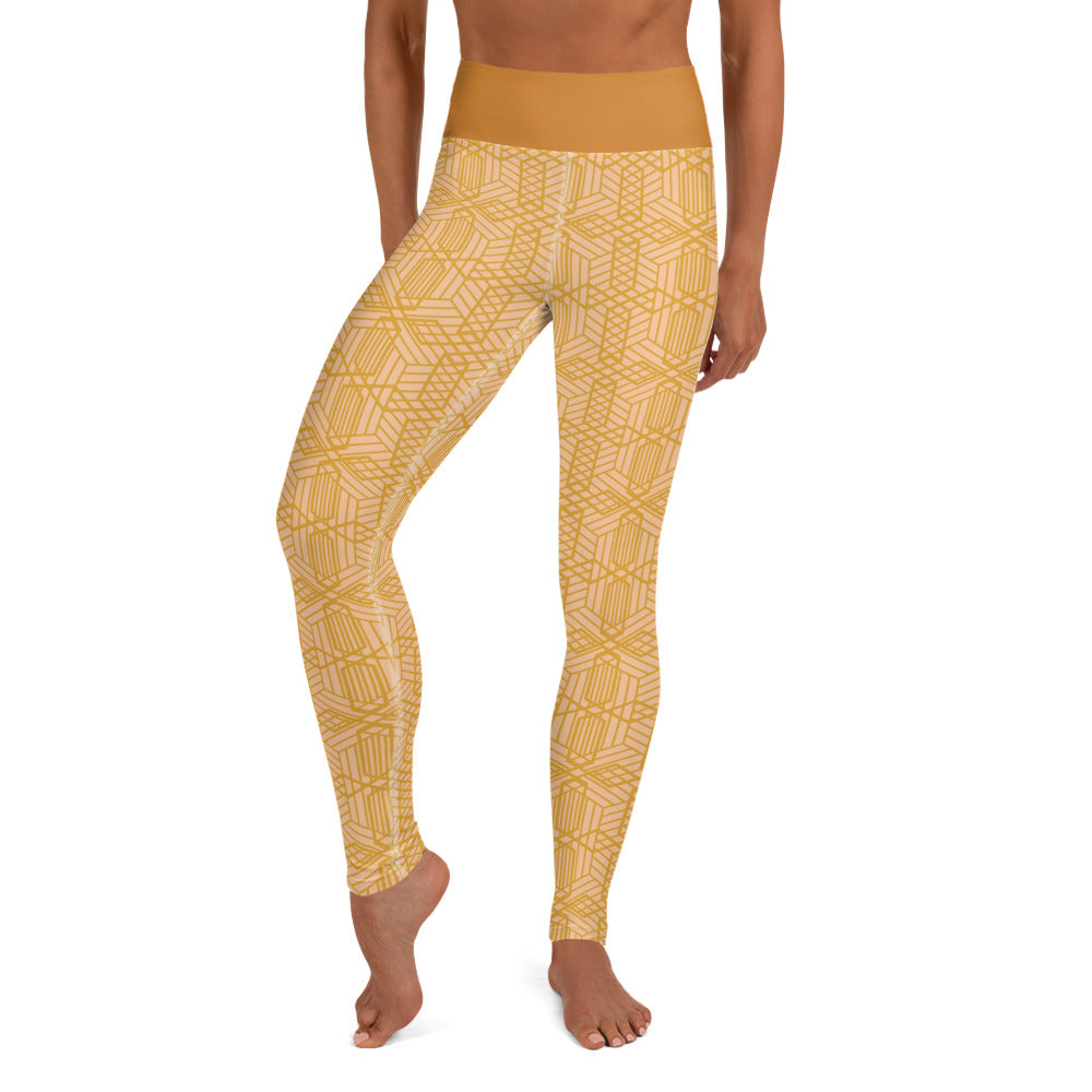 Yoga Leggings - Hexagon Gold