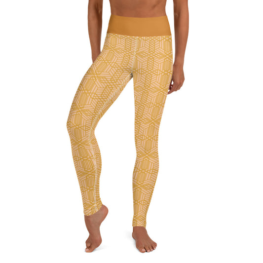 Yoga Leggings - Hexagon Gold