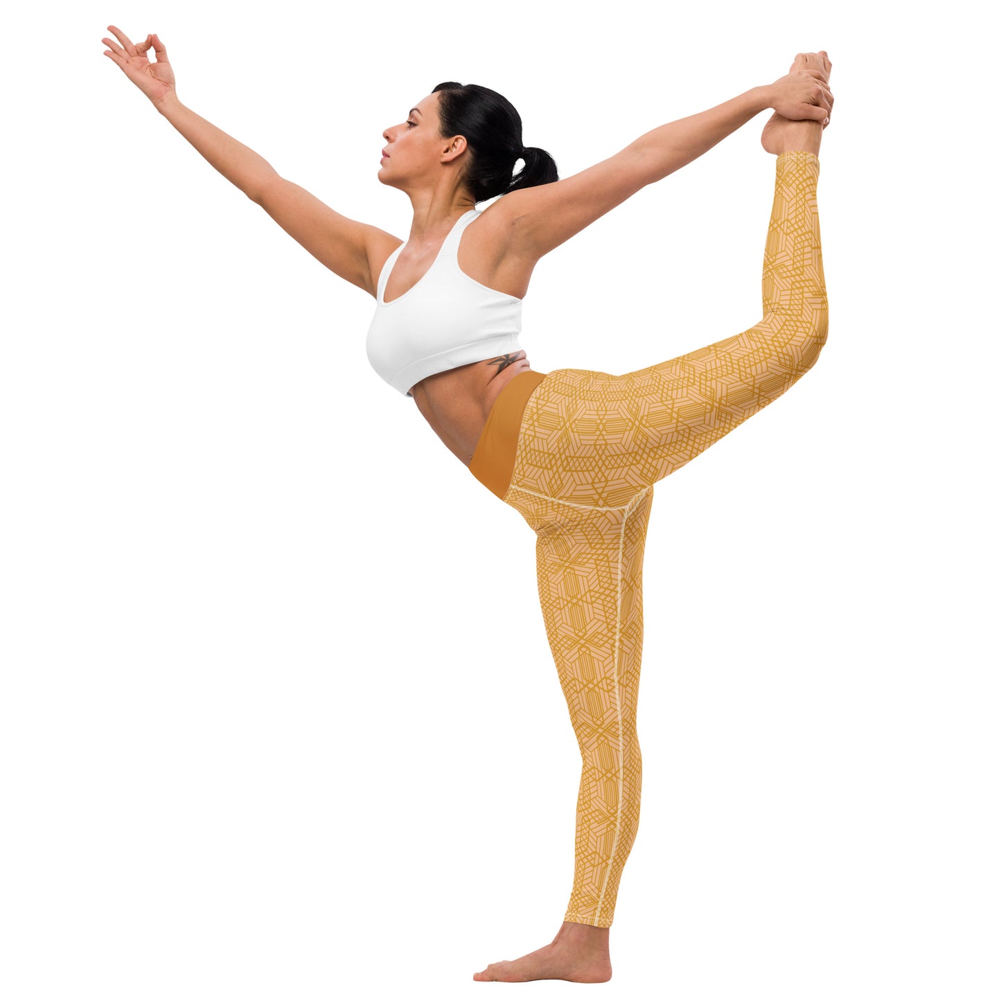 Yoga Leggings - Hexagon Gold