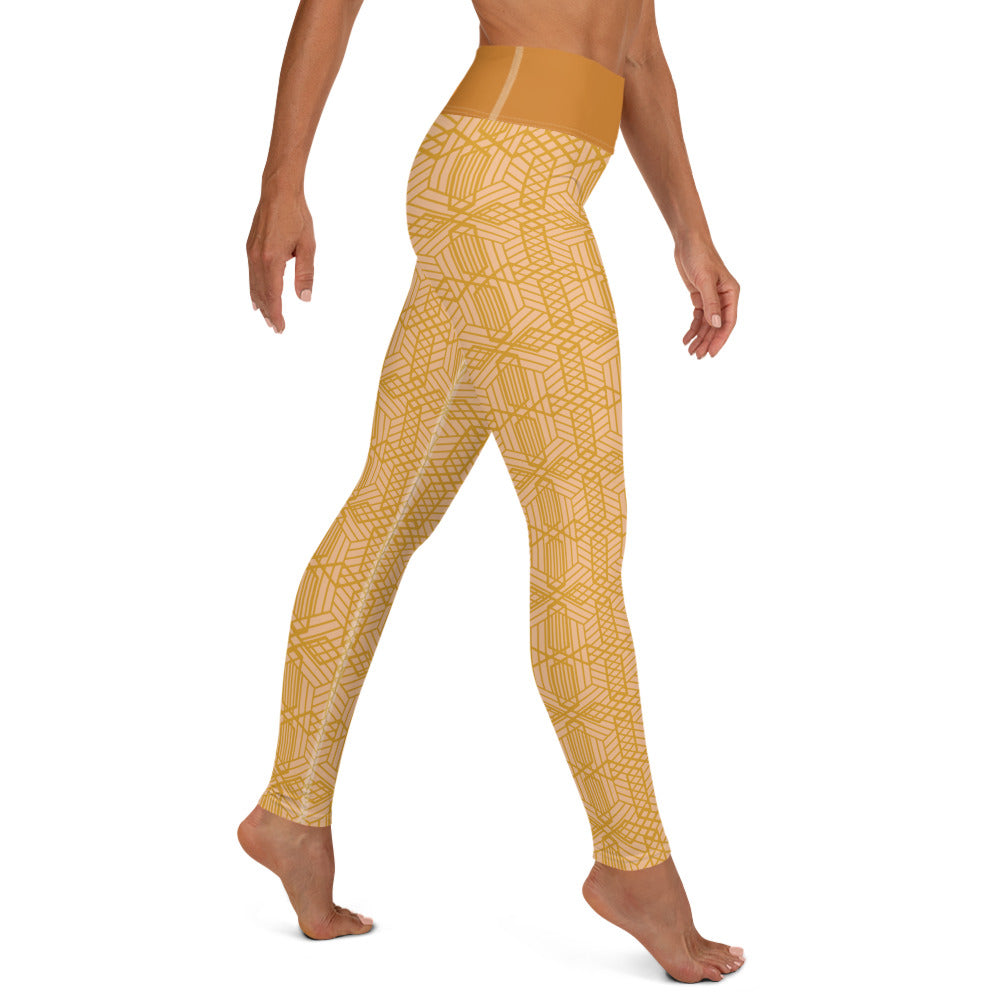 Yoga Leggings - Hexagon Gold